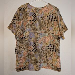 Vintage Silk Floral Geometric Women's Top